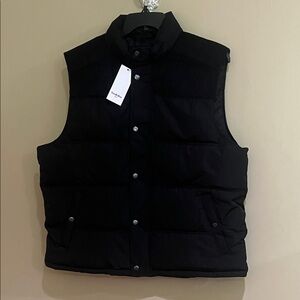 Target Men's Black Puffer Vest  with corduroy trim Medium